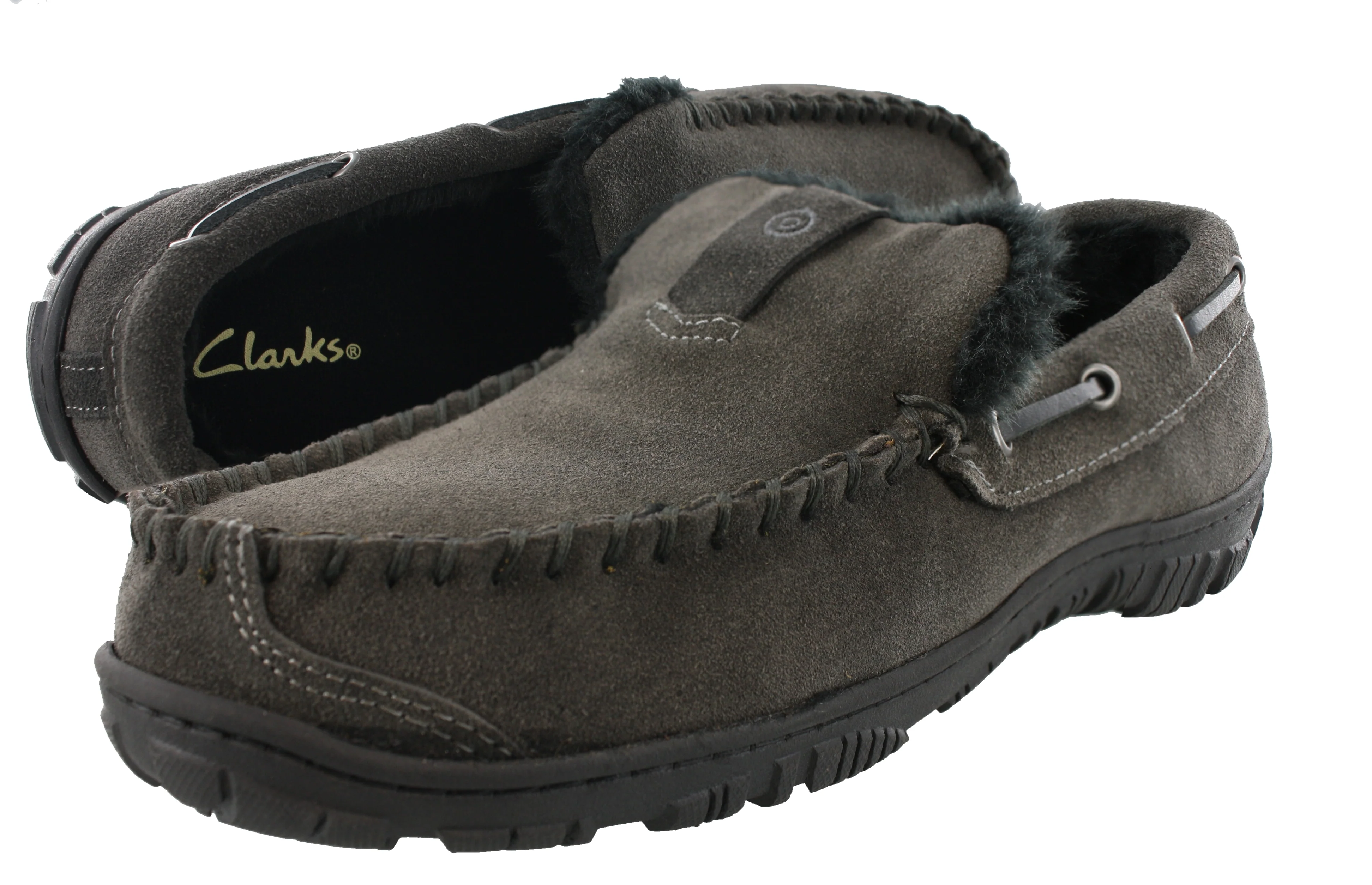 Clarks Men Warm Cozy Easy On Slip On Moccasin Slippers Warren - Image 18