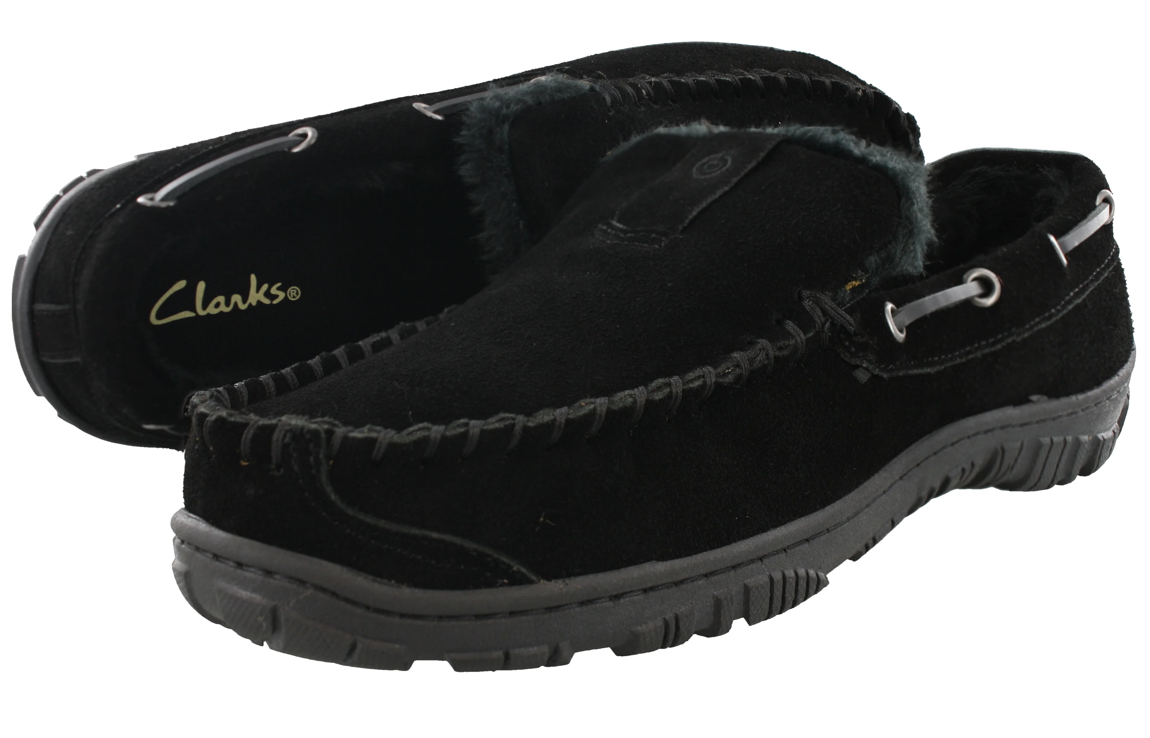 Clarks Men Warm Cozy Easy On Slip On Moccasin Slippers Warren - Image 24