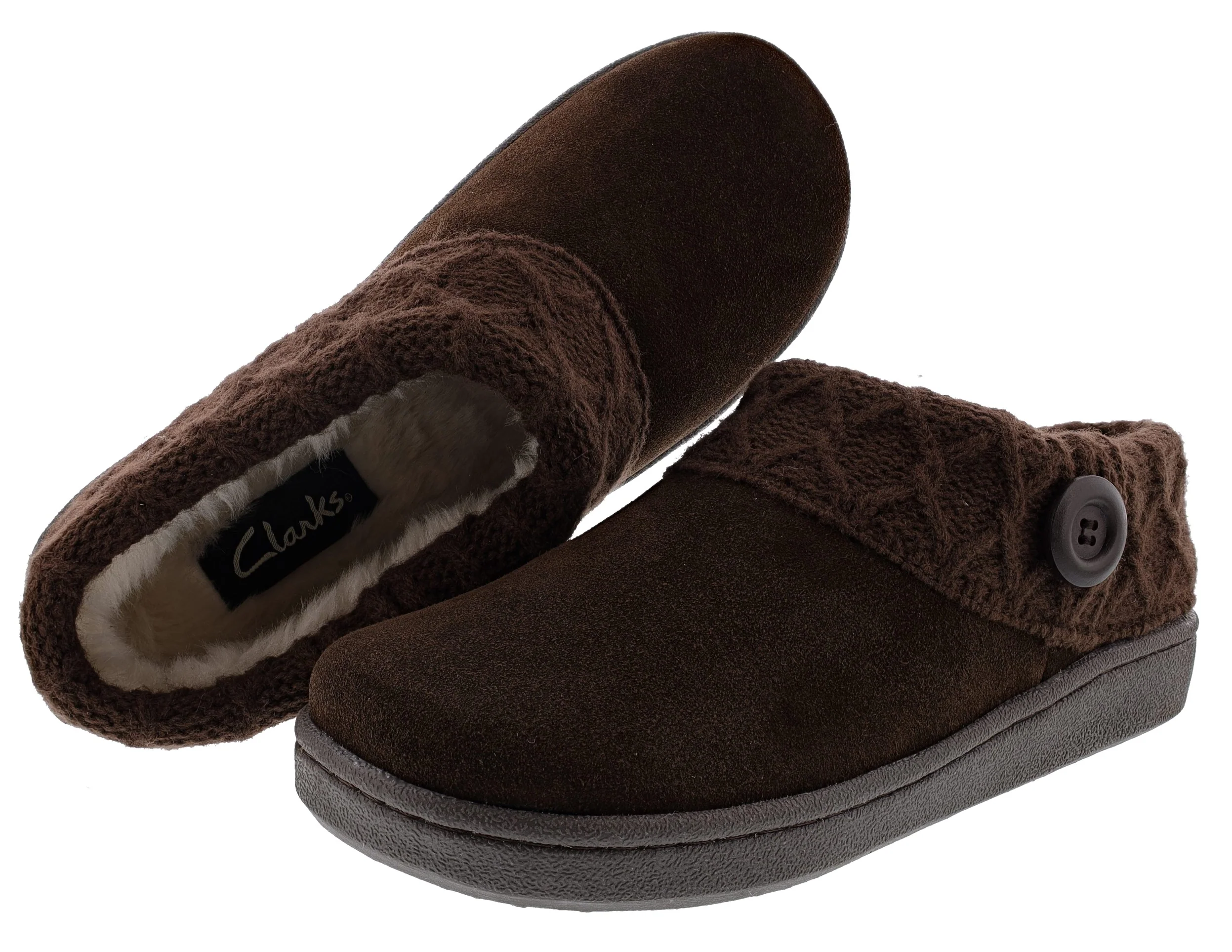 Clarks Women's Knitted Collar Clog Winter Slippers Angelina - Image 41