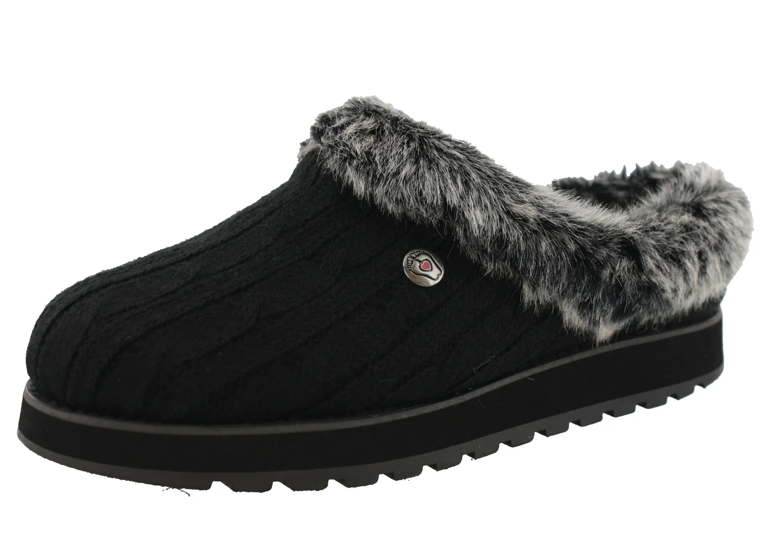 Skechers Women Wide Width Furry Cozy Open Back Slippers Ice Angel - Image 16