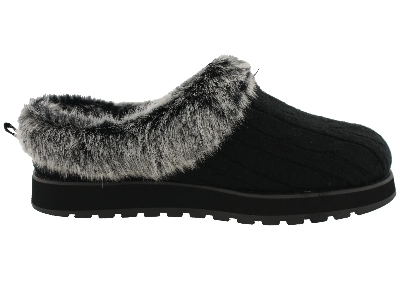Skechers Women Wide Width Furry Cozy Open Back Slippers Ice Angel - Image 3