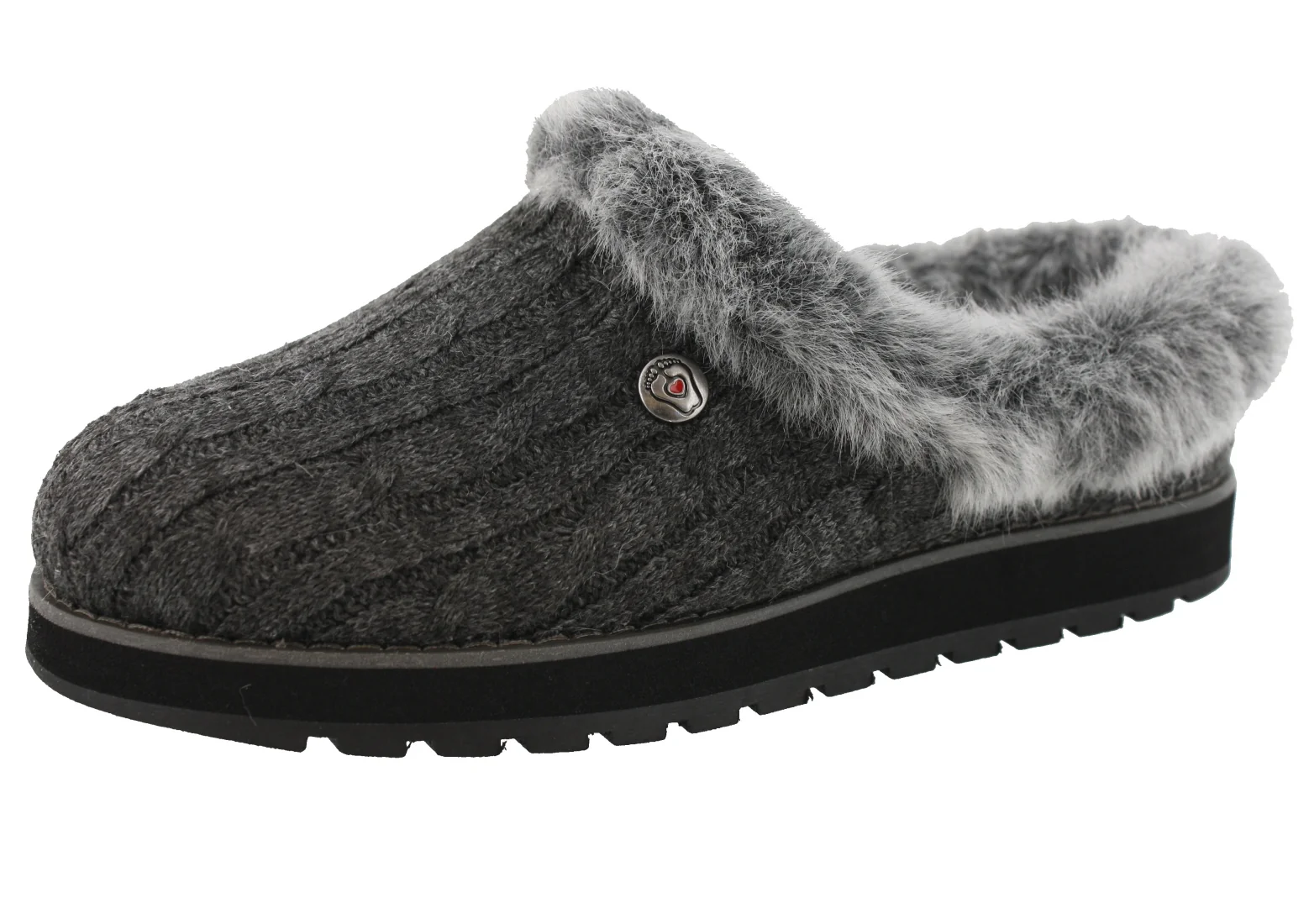 Skechers Women Wide Width Furry Cozy Open Back Slippers Ice Angel - Image 7