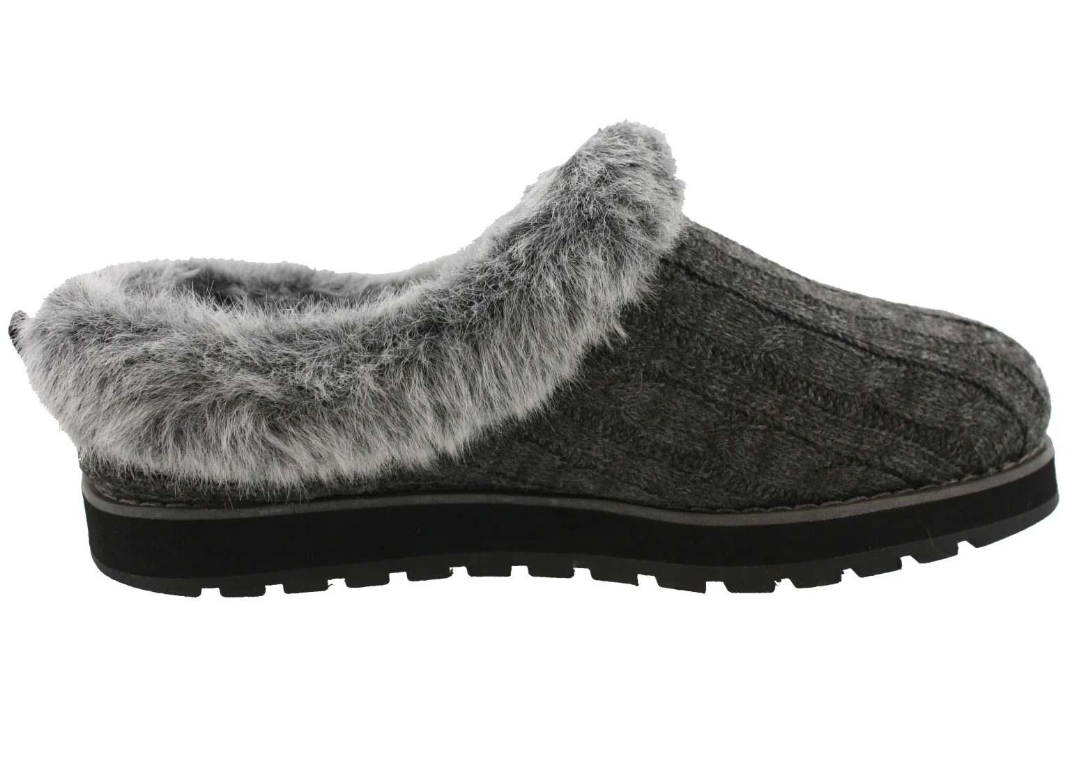 Skechers Women Wide Width Furry Cozy Open Back Slippers Ice Angel - Image 8
