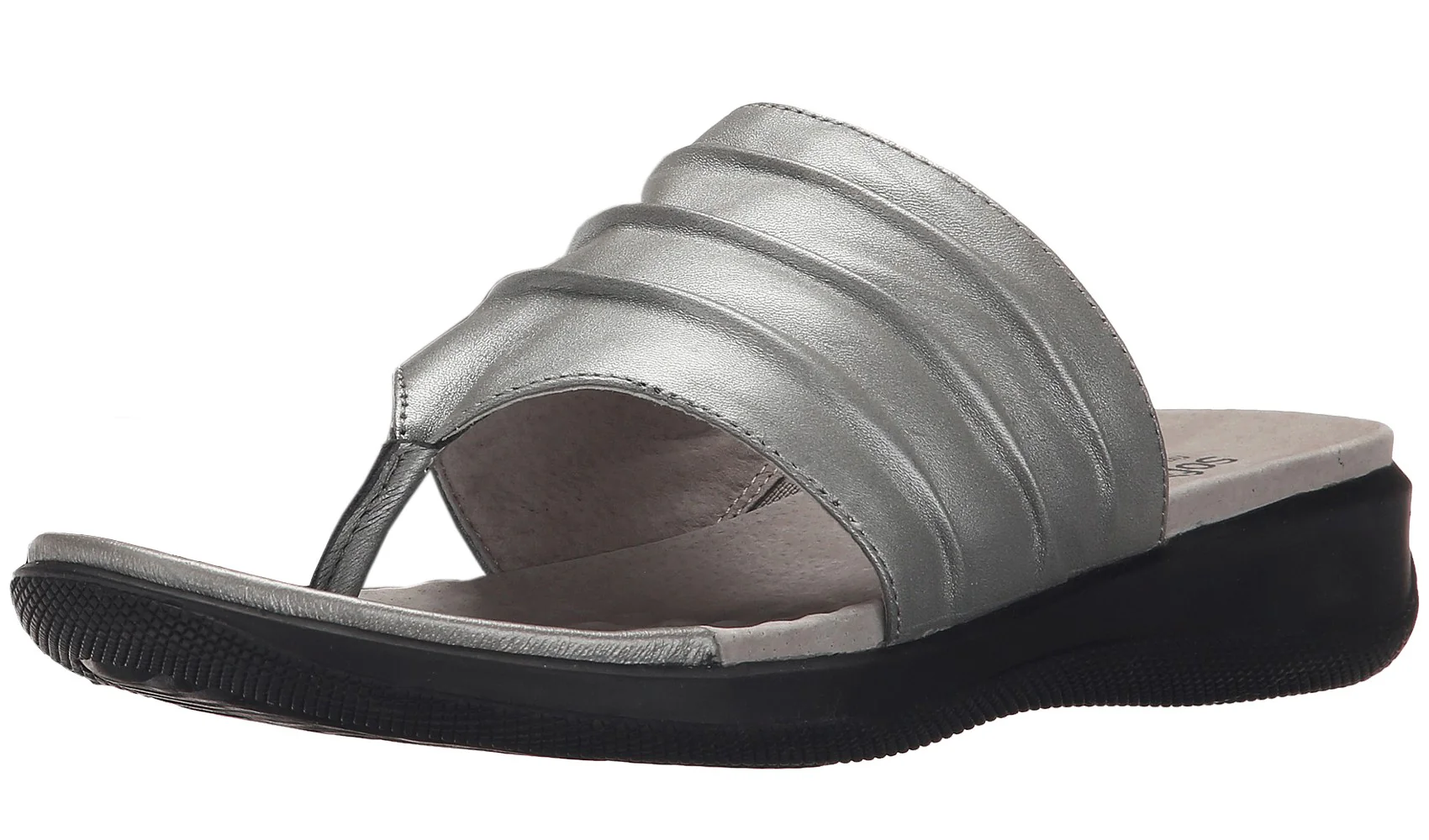 Softwalk Womens Summer Wide Width Leather Sandals Wedge Slides - Image 11